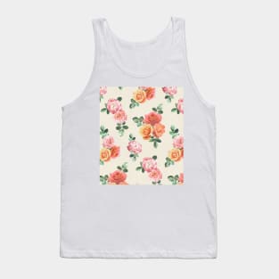 Retro Peach and Pink Roses Tank Top